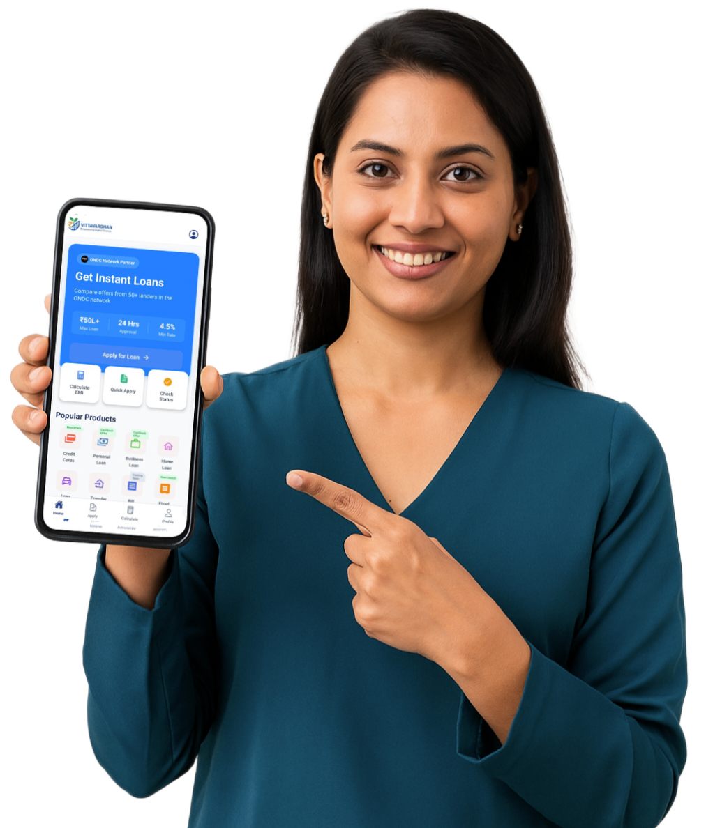 Vittavardhan Mobile App with Woman
